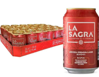 Pack 24 latas La Sagra Cerveza Lager estilo Pilsner + 4 paquetes gominolas Haribo por 13,79€ (nueva cuenta por 8,27€)