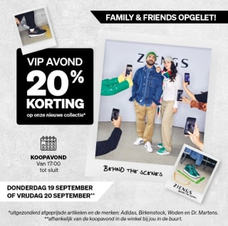 20% korting op de nieuwe collectie van Ziengs alleen vanavond of morgenavond bij Ziengs