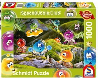 Puzle de 1000 piezas de la marca Schmidt Spiele, saga Spacebubble Club llegada al bosque por 3,50€