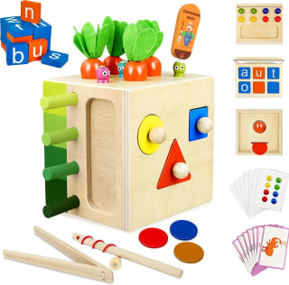 Juguete Madera 9 en 1 con Cosecha de Zanahorias y Clasificador de Formas por 9,99€