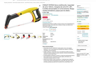 STANLEY FATMAX Sierra multifunción Capacidad de corte 120mm 2 ángulos corte 45° y 90° por solo 21,90€