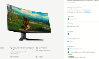 Alienware AW3423DWF 34" Wide Quad HD 165Hz Curved OLED Gaming monitor voor €798,96 bij Dell