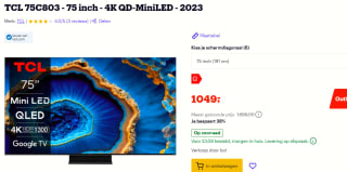 TCL 75C803 - 75 inch - 4K QD-MiniLED - 2023 voor €1049 bij Bol.com