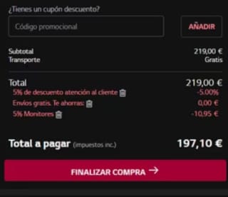 Monitor LG UltraGear 27GR75Q 27" QHD 1 ms 165 Hz por 197,10€