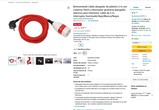 Brennenstuhl Cable alargador de 5 m con Cubierta Textil y Interruptor giratioria por 11,17€