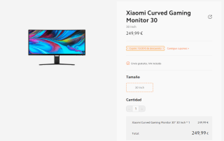 Monitor Xiaomi Gaming Ultra Panorámico Curvo 30" VA WFHD BHR5116GL por 239,99€