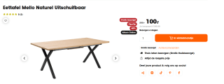 Eettafel Mello Naturel Uitschuifbaar voor €100 bij Kwantum