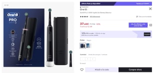 Cepillo de dientes eléctrico Oral b - Braun Pro 3 3500 con control de presión por 26.35€