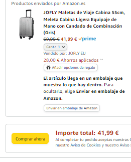Maleta Viaje de Cabina 55cm con candado por 41,99€