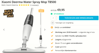 Xioami Deerma water spray Mop TB500 voor €9,95 bij Techpunt