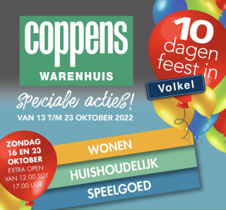 Speciale actie's met hoge kortingen tijdens de Coppens 10 daagse, 13 tot 23 oktober.