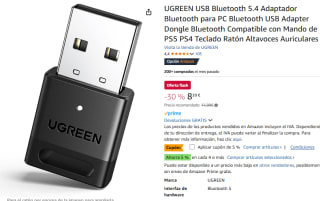 UGREEN USB Adaptador Bluetooth 5.4 para PC por 7,98€