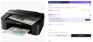 Impresora multifunción inalámbrica Canon PIXMA TS3350 por 35.65€ (Cuenta Nueva 23.65€)