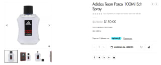 Perfume Adidas Team Force 100ml por $150 en UFRA