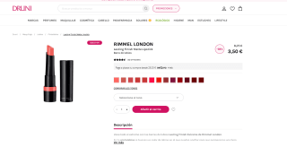 Barra RIMMEL LONDON Lasting Finish Matte de labios por 3,50€