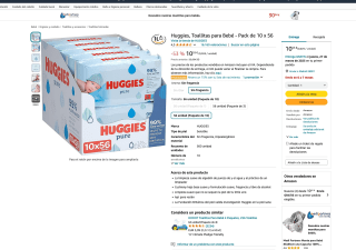 Toallitas Huggies para Bebé Pack de 10 x 56 a tan solo 10,55€