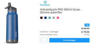 Hidrate Spark Straw slimme waterfles - Roestvrij staal - 946ml voor €79,95 bij Tink