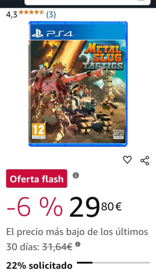 Metal Slugs Tactics PS4 por 29,80€.