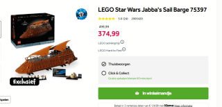 LEGO Star Wars 75397 Jabba's Sail Barge voor €374,99 bij Intertoys