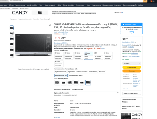 Microondas SHARP convección con grill 900W 25L 10 niveles de potencia función eco descongelación seguridad infantil por solo 99€
