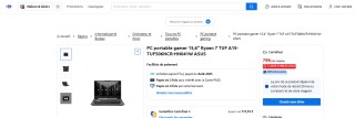 PC Portable 15,6" Asus TUF A15 - Ryzen 7 7435HS, RTX 3050, RAM 16 Go, SSD 1 To, Windows 11 à 799,99€