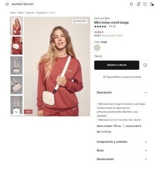 Mini bolso móvil en color beige por 10,99€.