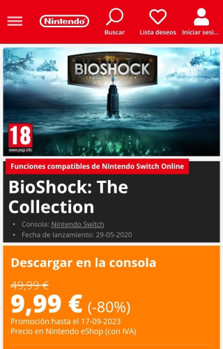 BioShock: The Collection Nintendo Switch por 9,99€.