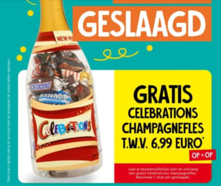 Gratis Celebrations Champagne Fles t.w.v. €6,99 bij Jan Linders voor geslaagden