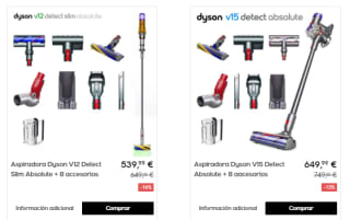 Dyson aspiradora V8 Origin + 6 accesorios por 259,99€