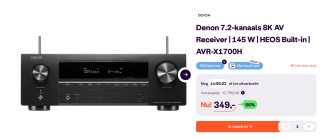 Denon AV Receiver AVR-X 1700H DAB Black voor €349 bij Ibood