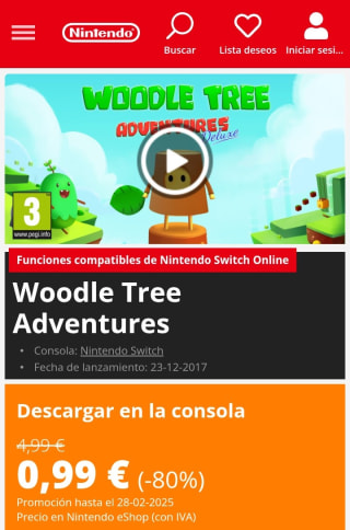Woodle Tree Adventures Nintendo Switch por 0,99€.