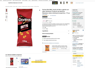 Doritos Bits BBQ Snack de Maíz crujiente sabor barbacoa 115 gr por 0,91€