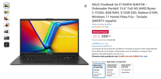 ASUS Vivobook Go E1504FA-NJ641W AMD Ryzen 5 7520U, 8GB RAM, 512GB SSD, Radeon 610M, Windows 11 Home por 399€