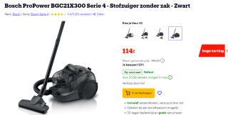 Bosch ProPower Serie 4 - Stofzuiger zonder zak voor €114 bij Bol