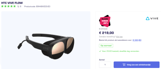 HTC Vive Flow Virtual Reality bril Zwart 64 GB voor €219 bij Unboundxr