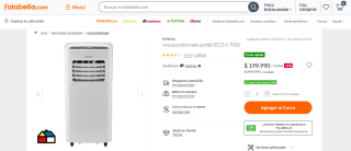 Aire acondicionado portátil Kendal Eco III 7000 por $199.990