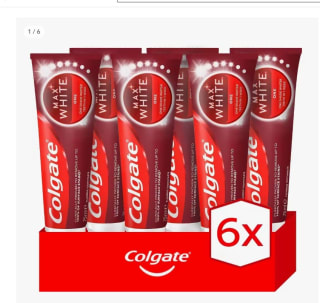 Pack 6udx75ml. Pasta de dientes blanqueadora Colgate Max White One por 11,39€ (6,83€ cuenta nueva)