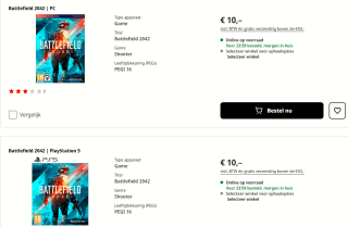 Battlefield 2042 PlayStation 5/PC voor €10 bij de Mediamarkt