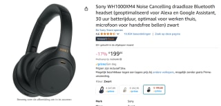 Sony WH1000XM4 Noise Cancelling hoofdtelefoon voor €199 bij Amazon