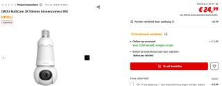 Imou Bulb Cam - Beveiligingscamera En E27 Lamp voor €24,99 bij de Mediamarkt
