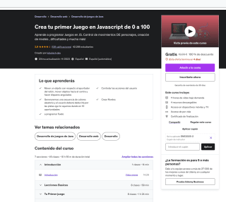 Crea tu primer Juego en Javascript de 0 a 100 Gratis con Udemy