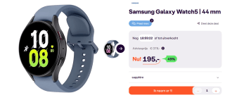 Samsung Galaxy Watch5 - Smartwatch heren en dames - 44 mm voor €195 bij Ibood