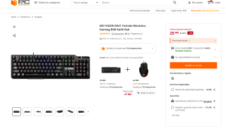 Teclado MSI VIGOR GK41 Mecánico Gaming RGB Kailh Red por solo 25€