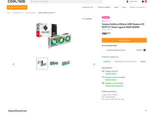 Tarjeta Gráfica ASRock AMD Radeon RX 9070 XT Steel Legend 16GB GDDR6 por solo 789,95€