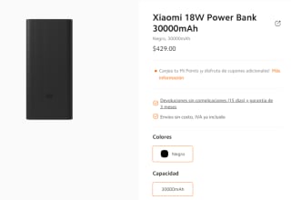 Xiaomi 18W Power Bank 30000mAh por $429 en Mi Shop