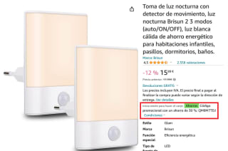 Toma de luz nocturna con detector de movimiento por 11,12€
