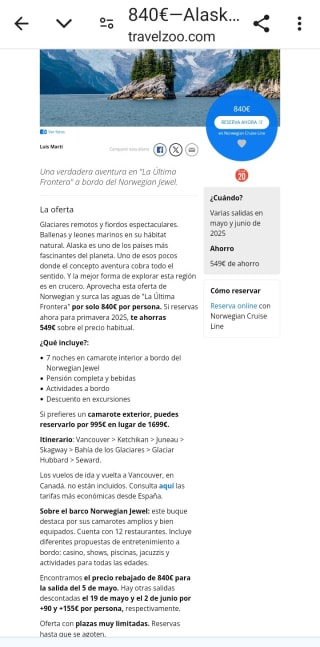 Alaska en Crucero desde 840€.