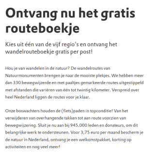 Gratis wandel route boekje via Natuurmonumenten