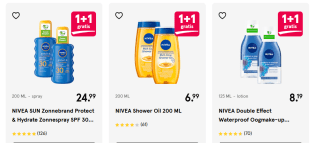 1 + 1 gratis op alle Nivea producten bij Etos