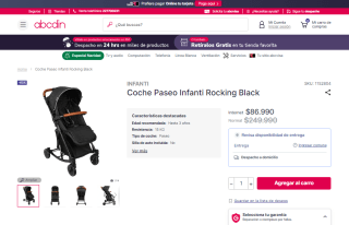 Coche de paseo Infanti Rocking Black por $86.990